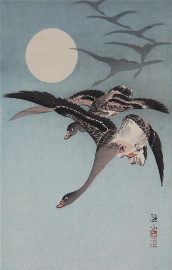 Ohara Koson (1877-1945), a group of seven ukiyo-e prints, one framed, ten mounted, varying condition (12)